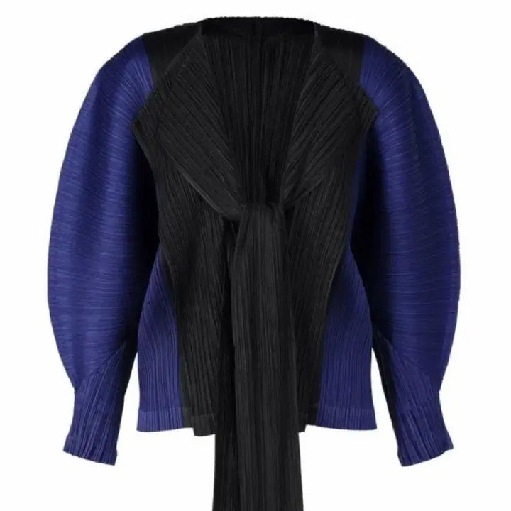 [BUNJANG] Pleats Please Issey Miyake Track Series Ribbon Tie Double Collar Cardigan / 21년 10월 플리츠플리즈 이중카라 타이 가디건