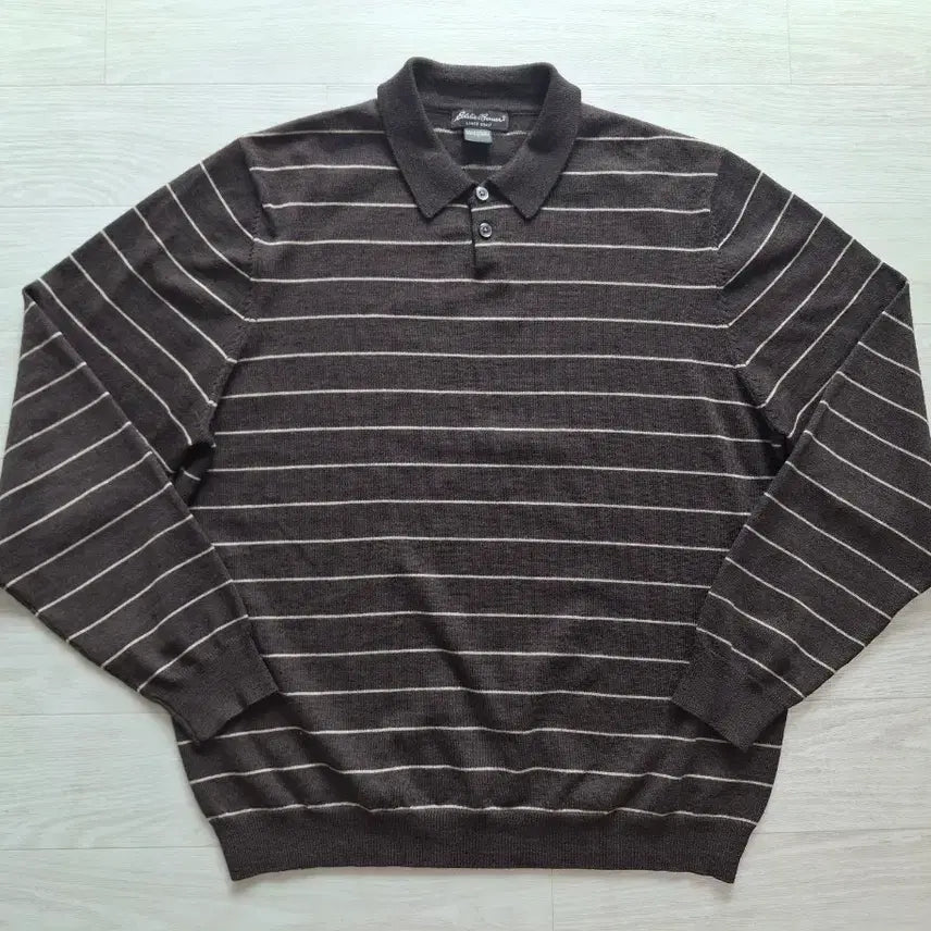 [BUNJANG] Eddie Bauer Merino Wool Polo Shirt - Brown / L)에디바우어 메리노울 폴로 셔츠 브라운