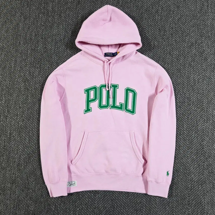 [BUNJANG] Polo Ralph Lauren Spellout Pink Hoodie / 신형 QR 폴로 랄프로렌 스펠아웃 핑크 후드티