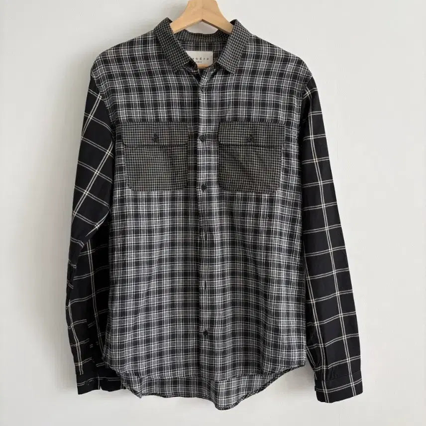 [BUNJANG] Sandro Fabric Mix Check Shirt / 산드로 페브릭 믹스 체크 셔츠