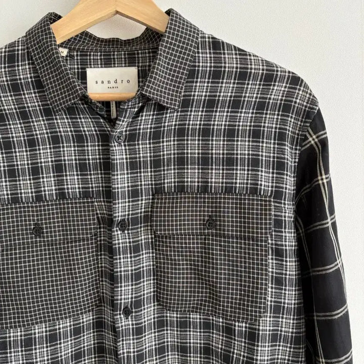 [BUNJANG] Sandro Fabric Mix Check Shirt / 산드로 페브릭 믹스 체크 셔츠