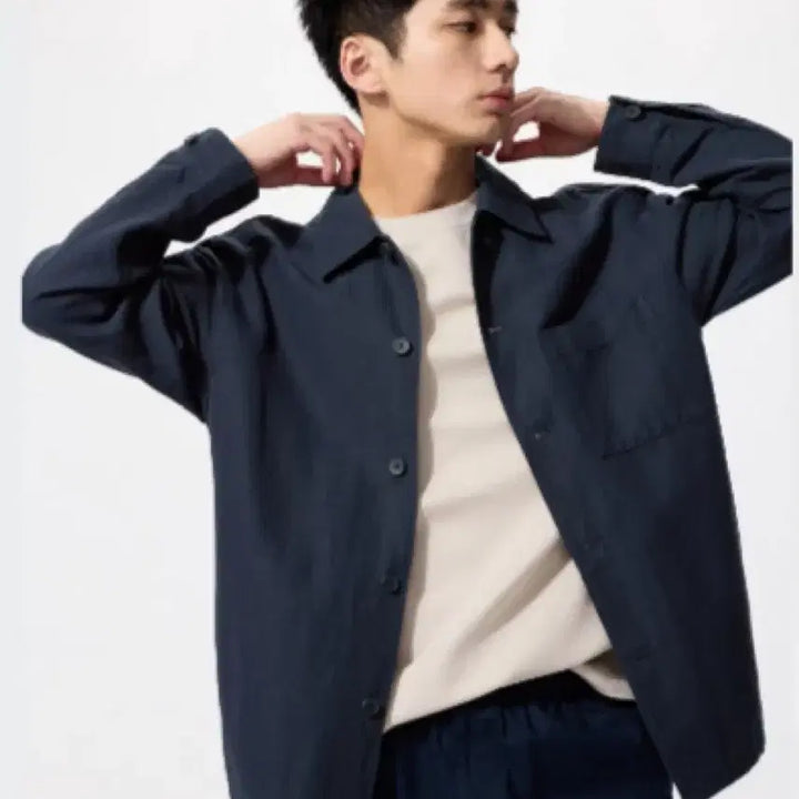 [BUNJANG] Uniqlo Cotton Linen Utility Jacket Navy XL / xl 105 유니클로 코튼 린넨 유틸리티 재킷 초어자켓