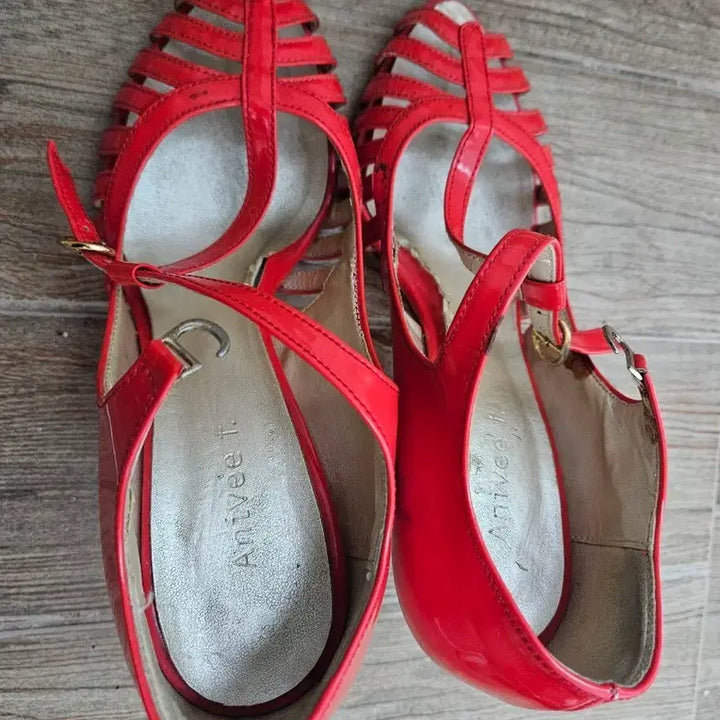 [BUNJANG] Anivee f. Enamel Strap Cage Heels (235) / [정품/레어] 아니베에프(Anivee f.) 에나멜 스트랩 케이지 힐
