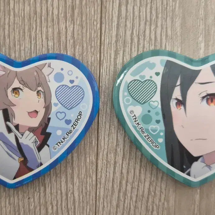 [BUNJANG] Re:Zero Crush Felix Heart Shaped Can Badge Bundle Set / 리제로 크루쉬, 펠릭스 하트형 캔뱃지 일괄