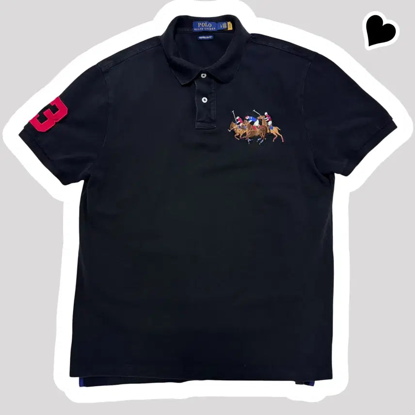 [BUNJANG] Polo Double Big Pony Black Short Sleeve Polo Shirt / 신형 QR라벨 폴로 더블빅포니 블랙 반팔카라티