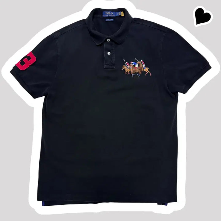 [BUNJANG] Polo Double Big Pony Black Short Sleeve Polo Shirt / 신형 QR라벨 폴로 더블빅포니 블랙 반팔카라티