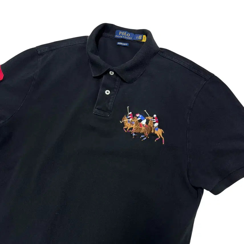 [BUNJANG] Polo Double Big Pony Black Short Sleeve Polo Shirt / 신형 QR라벨 폴로 더블빅포니 블랙 반팔카라티