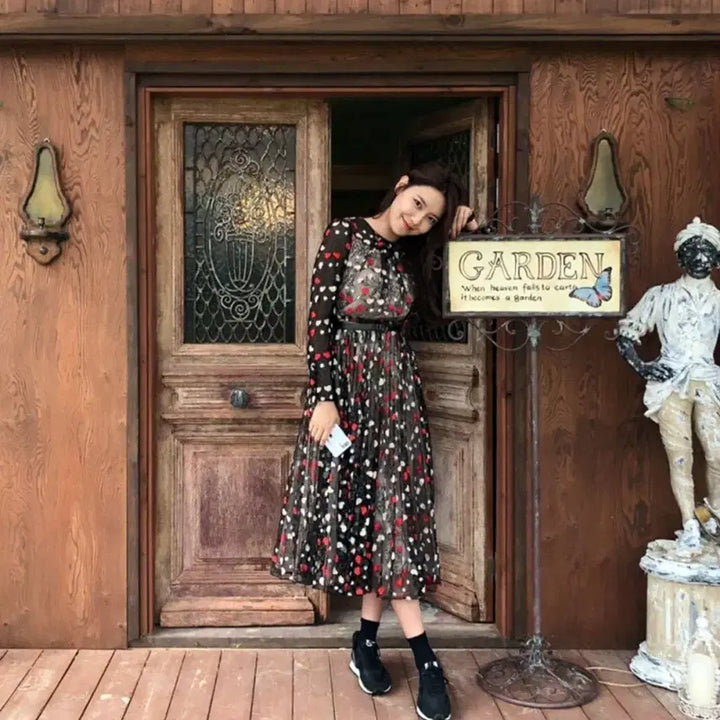 [BUNJANG] JIGOTT Sheer Floral Pleated Dress / JJ지고트(JIGOTT) 시스루 플로럴 플리츠원피스 55