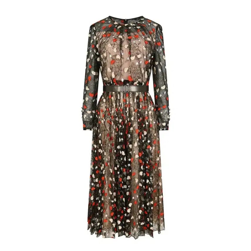 [BUNJANG] JIGOTT Sheer Floral Pleated Dress / JJ지고트(JIGOTT) 시스루 플로럴 플리츠원피스 55