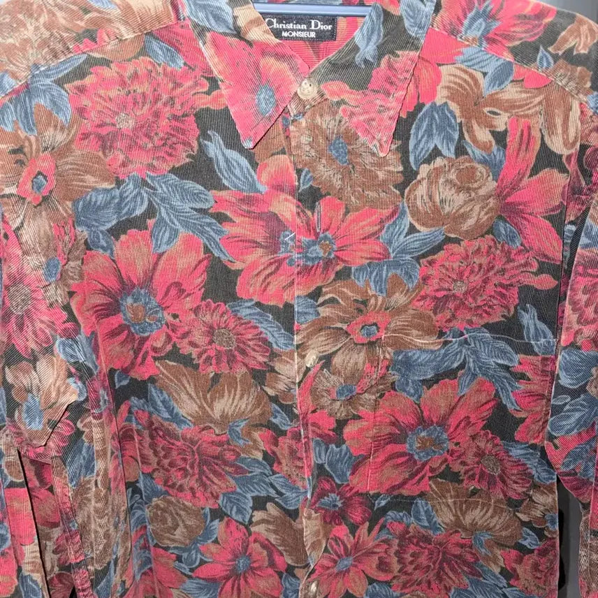 [BUNJANG] Christian Dior Flower Corduroy Shirt M / 크리스찬 디올 플라워 코듀로이 셔츠 M