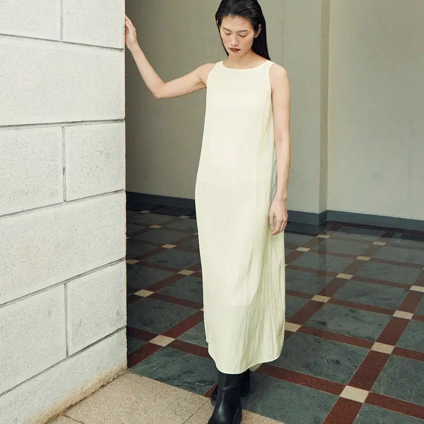 [BUNJANG] YUERE Sleeveless Ivory Long Dress Size 55 / 유에르(YUERE) 슬리브리스 아이보리 롱 원피스 55 새상품