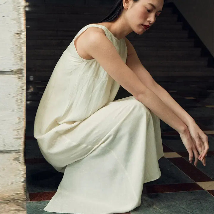 [BUNJANG] YUERE Sleeveless Ivory Long Dress Size 55 / 유에르(YUERE) 슬리브리스 아이보리 롱 원피스 55 새상품