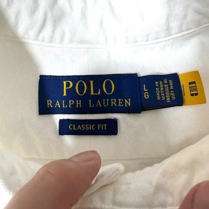 [BUNJANG] Polo White Oxford Shirt (New QR Label) / 신형 QR라벨 폴로 화이트 옥스퍼드 셔츠