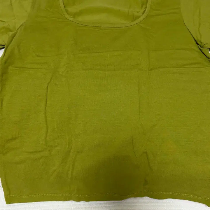 [BUNJANG] Our Cabinet Square Neck Short Sleeve T-Shirt Olive / 아워캐비넷 스퀘어넥 반팔티