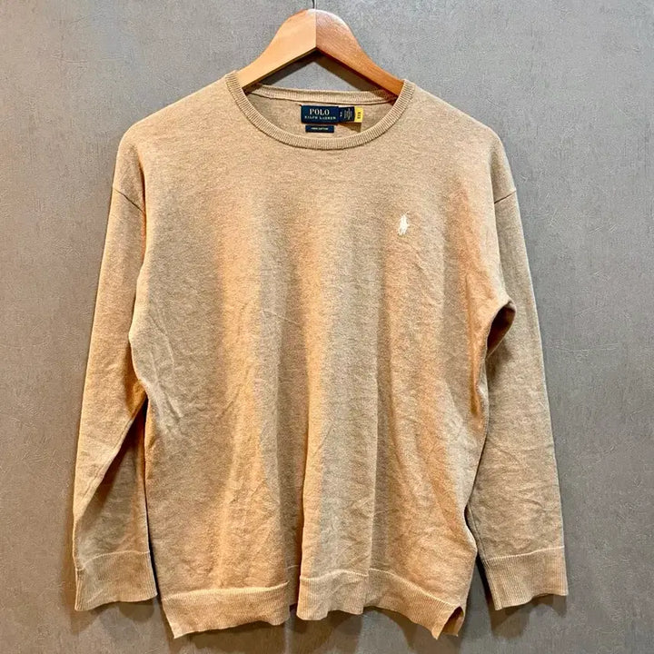 [BUNJANG] Polo Ralph Lauren Pima Cotton Knit Sweater - Beige, Size S / 폴로 랄프로렌 피마코튼 니트 베이지 s