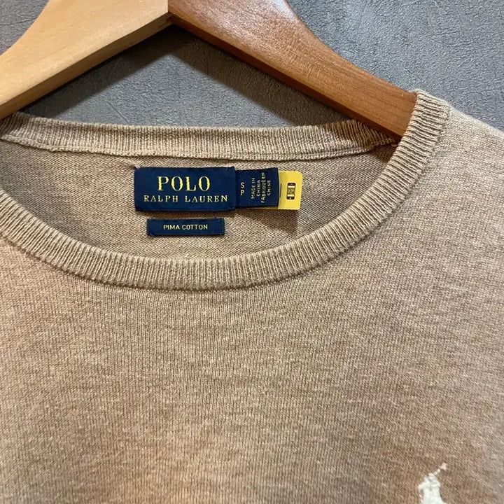 [BUNJANG] Polo Ralph Lauren Pima Cotton Knit Sweater - Beige, Size S / 폴로 랄프로렌 피마코튼 니트 베이지 s
