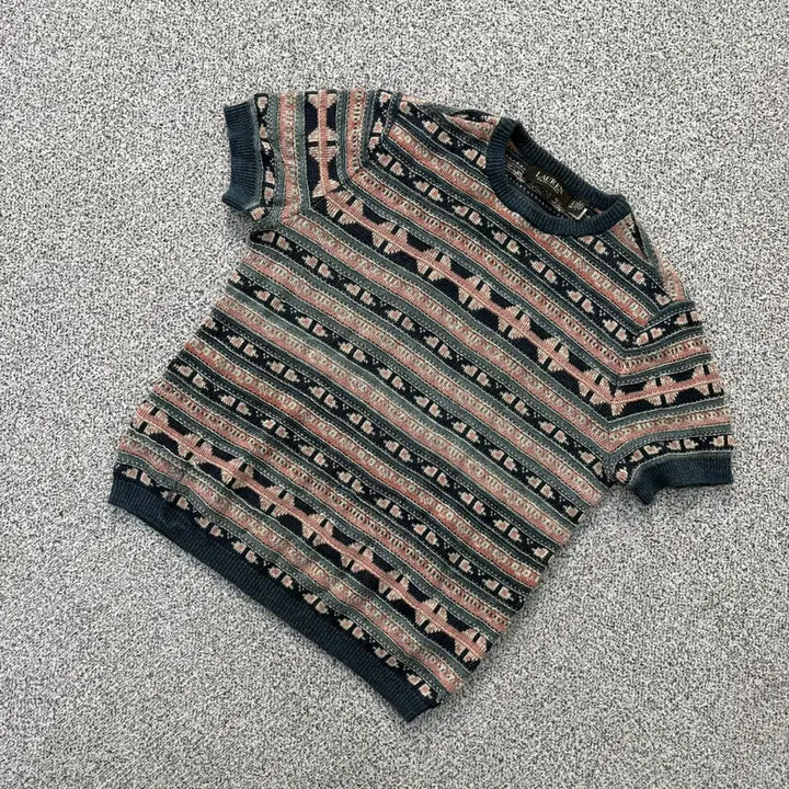 [BUNJANG] Ralph Lauren Fair Isle Short Sleeve Knit Top / S 로렌 랄프로렌 페어아일 반팔 니트 0428J