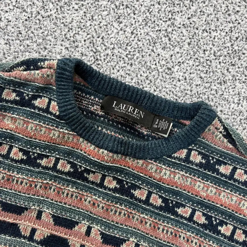 [BUNJANG] Ralph Lauren Fair Isle Short Sleeve Knit Top / S 로렌 랄프로렌 페어아일 반팔 니트 0428J