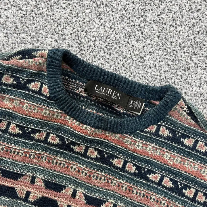 [BUNJANG] Ralph Lauren Fair Isle Short Sleeve Knit Top / S 로렌 랄프로렌 페어아일 반팔 니트 0428J