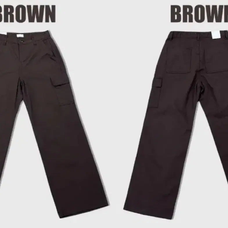 [BUNJANG] Avely Girls Chic Straight Cargo Cotton Pants Brown / 에이블리 걸즈 시크 스트레이트 카고 코튼 팬츠 브라운