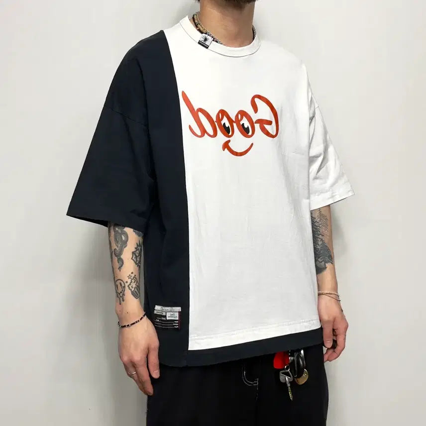 [BUNJANG] Mihara Yasuhiro x GU Layered Short Sleeve T-Shirt / 미하라야스히로 X Gu Good 레이어드 반팔티셔츠