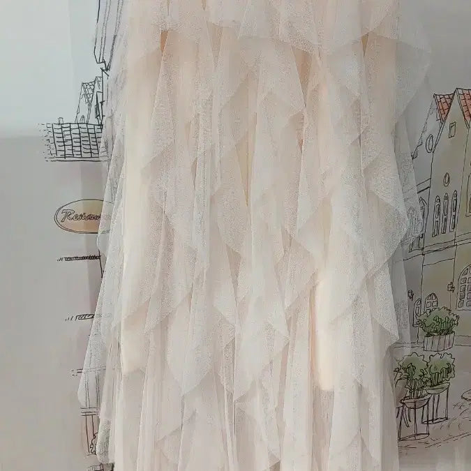 [BUNJANG] Chiffon Tiered Long Skirt - Ivory / 쉬폰 캉캉 스커트 아이보리 Sㅡ깨끗함