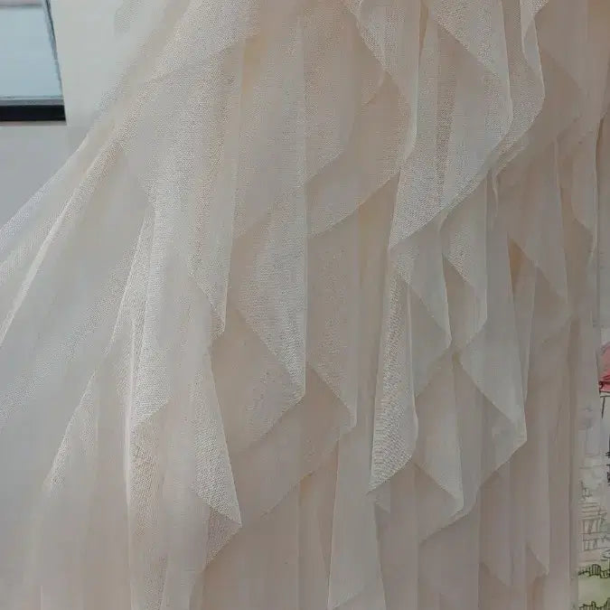 [BUNJANG] Chiffon Tiered Long Skirt - Ivory / 쉬폰 캉캉 스커트 아이보리 Sㅡ깨끗함