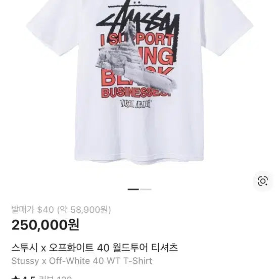 [BUNJANG] Stussy Virgil Abloh Off-White 40th Anniversary T-Shirt / 스투시 40주년 버질 오프화이트 티셔츠 m