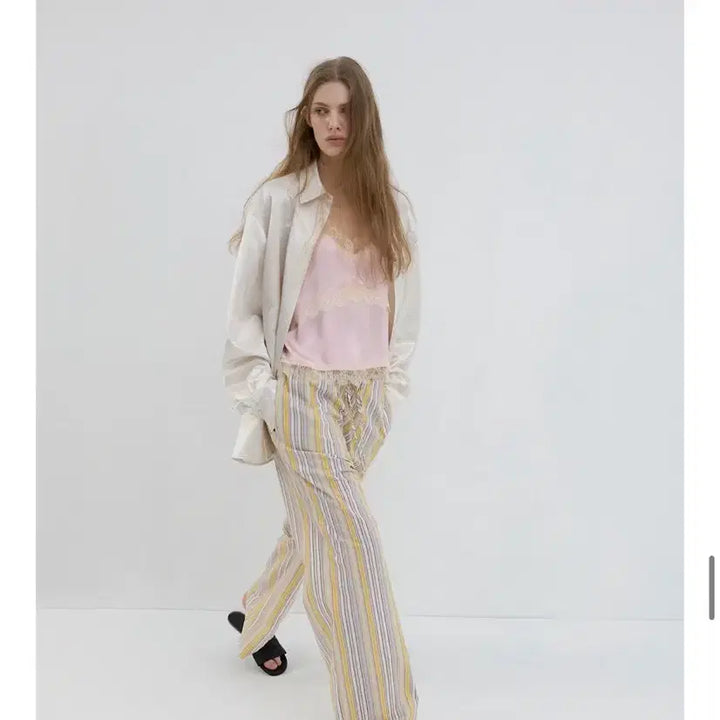 [BUNJANG] Overdue Flare Stripe Wide Pants Yellow / 오버듀플레어 STRIPE WIDE PANTS_YELLOW