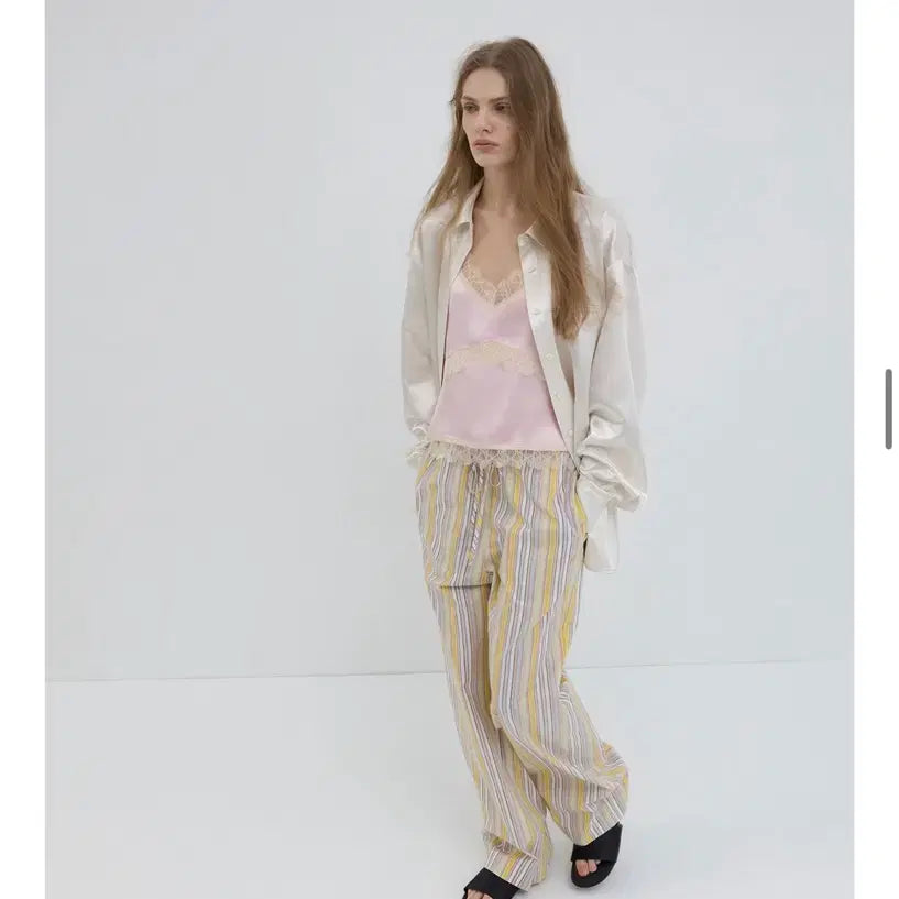 [BUNJANG] Overdue Flare Stripe Wide Pants Yellow / 오버듀플레어 STRIPE WIDE PANTS_YELLOW