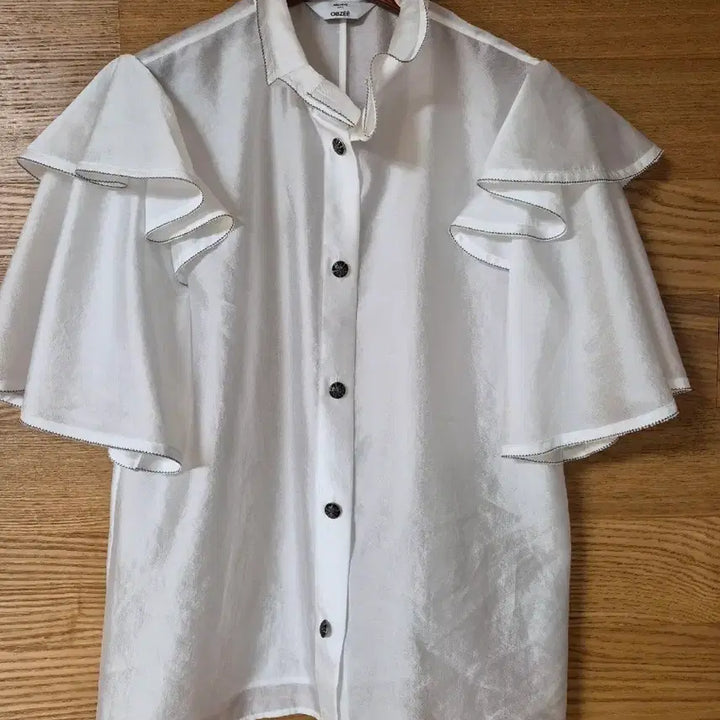 [BUNJANG] Objet White Ruffle Blouse / 오브제 화이트 러플 블라우스