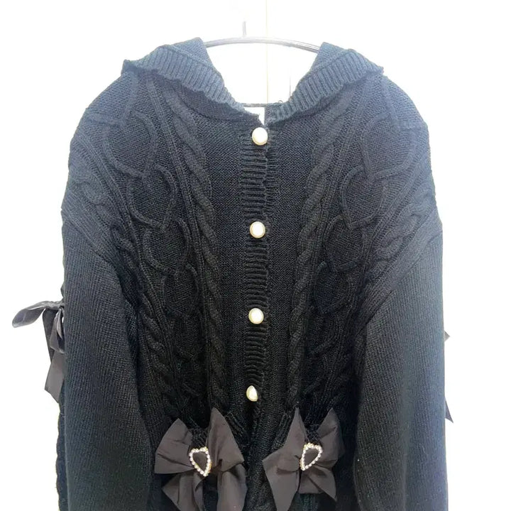 [BUNJANG] Secret Honey Hooded Ribbon Long Cardigan / 시크릿허니 시허니 후드 리본 롱 가디건 지뢰계 양지뢰 양산형