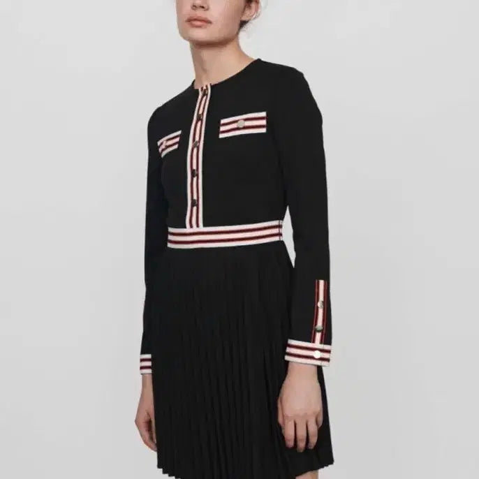 [BUNJANG] Maje Black Pleated Dress (Size 1/36) / 마쥬 블랙 플리츠 임수향 원피스