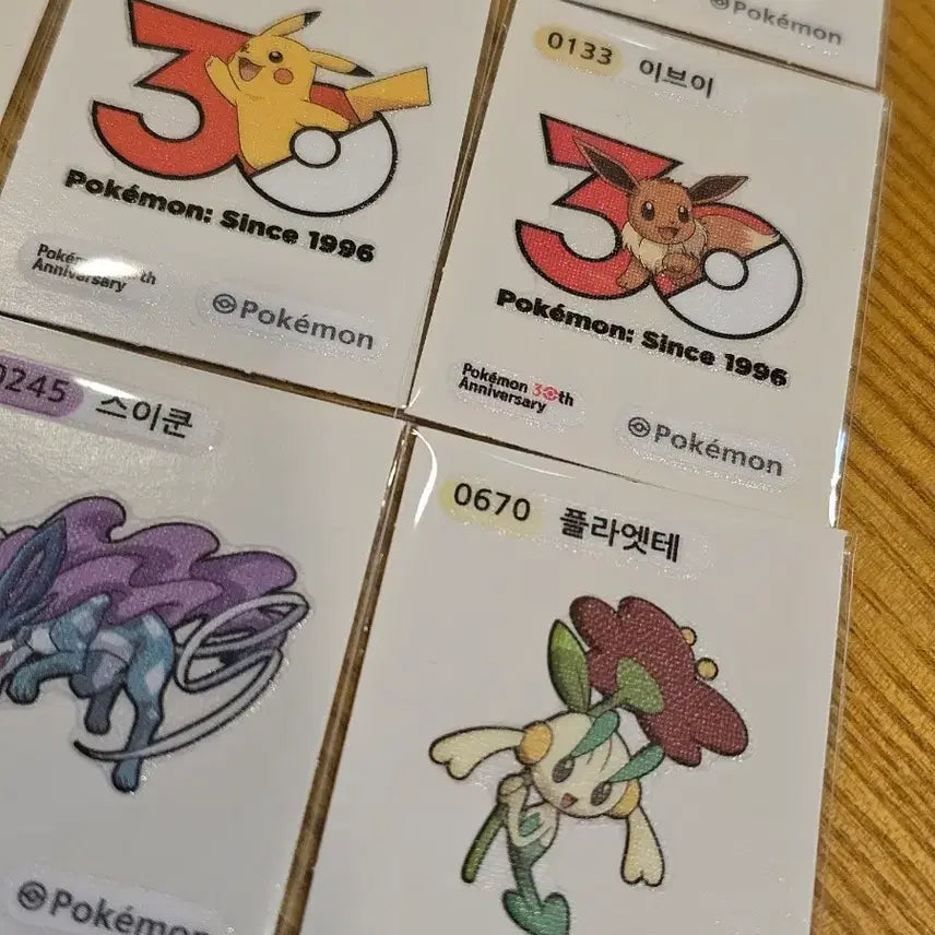 [BUNJANG] Pokemon 30th Anniversary 8-Type Sticker Bundle Set (Pikachu/Eevee/Suicune) / 수정본) 포켓몬 30주년 띠부씰 9종 일괄 (중복X/피카츄/이브이 등)