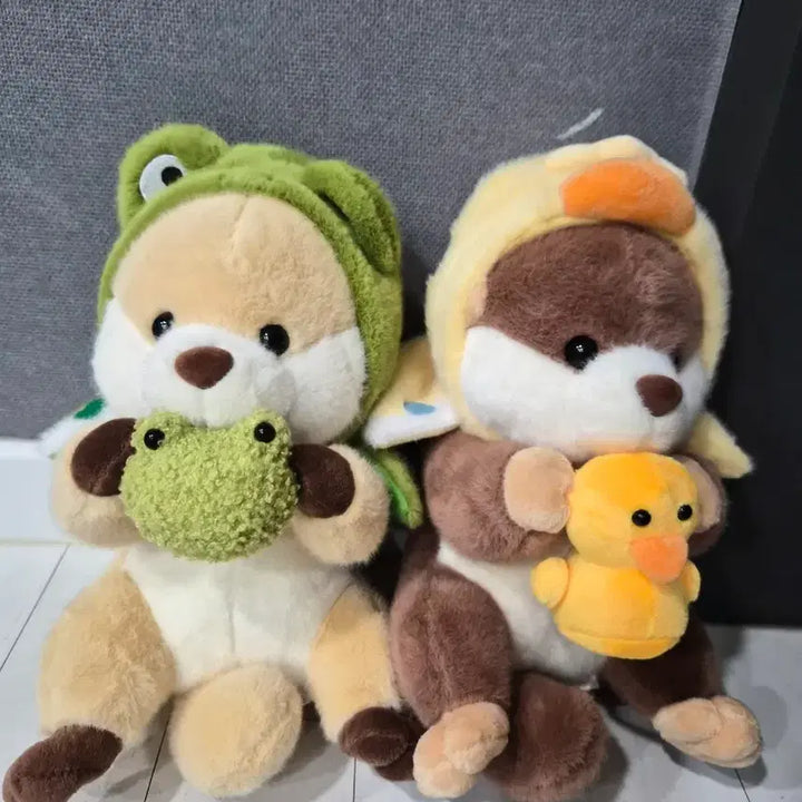 [BUNJANG] Racco Frog &amp; Duck Plush Set (25cm) / 랏코상 개구리 오리 인형 인형 2개 세트
