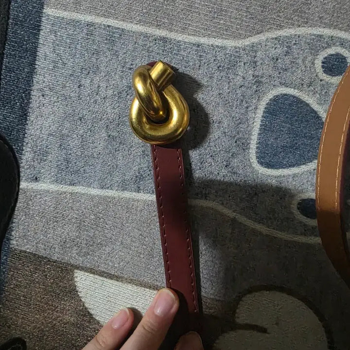 [BUNJANG] Leather Belt Burgundy Gold Buckle / 컬러 가죽 벨트 버건디 팔아요