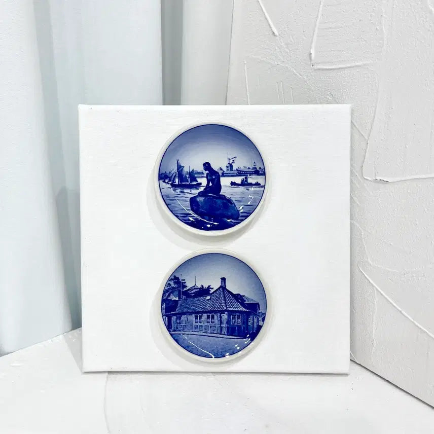 [BUNJANG] Royal Copenhagen Vintage Canvas Art Set (20x20cm) / [카페소품] 빈티지 로열코펜하겐 2 set 캔버스 액자 20*20