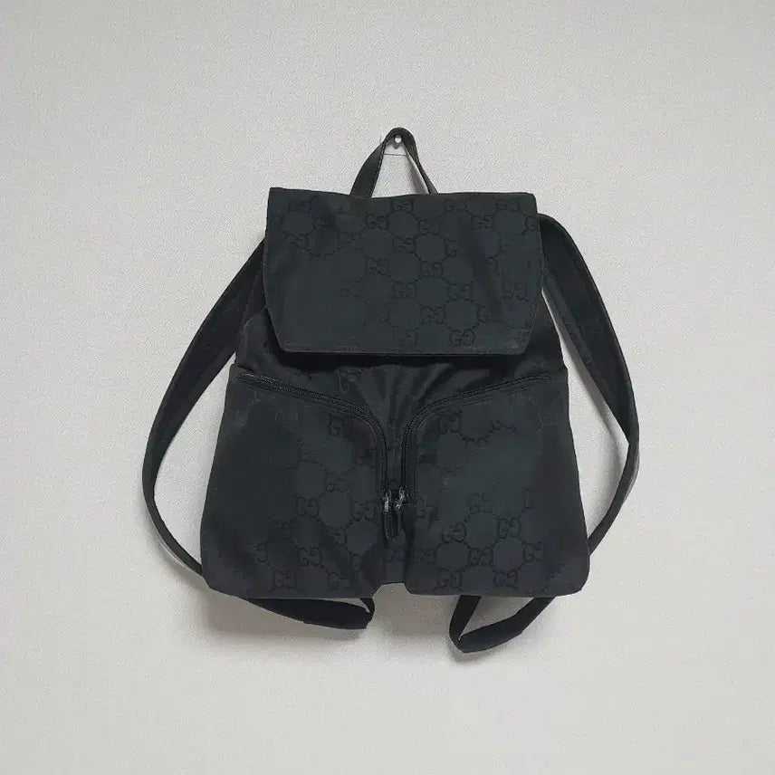 [BUNJANG] Gucci Nylon Leather Backpack Black / 구찌 나일론 레더 백팩 블랙