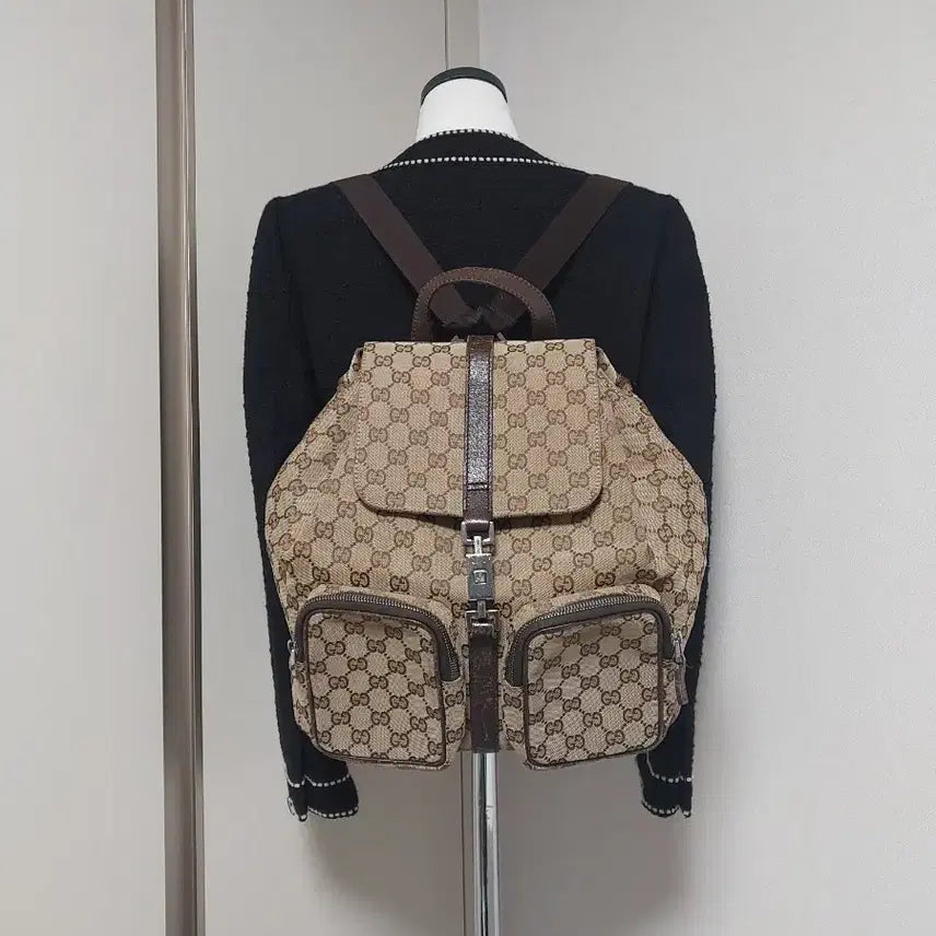 [BUNJANG] Gucci GG Jacquard Two Pocket Jackie Backpack / [정품] 구찌 GG 자가드 투포켓 재키 백팩
