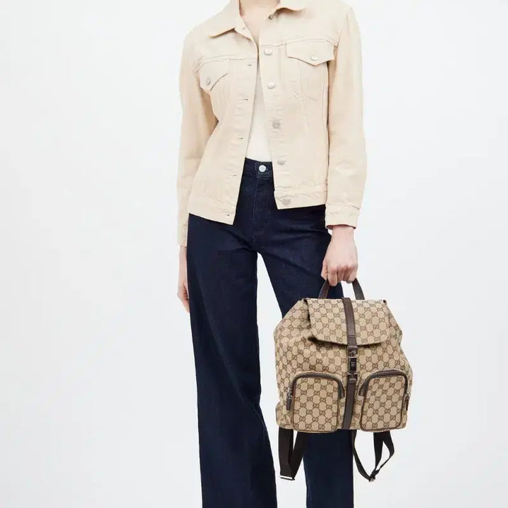 [BUNJANG] Gucci GG Jacquard Two Pocket Jackie Backpack / [정품] 구찌 GG 자가드 투포켓 재키 백팩