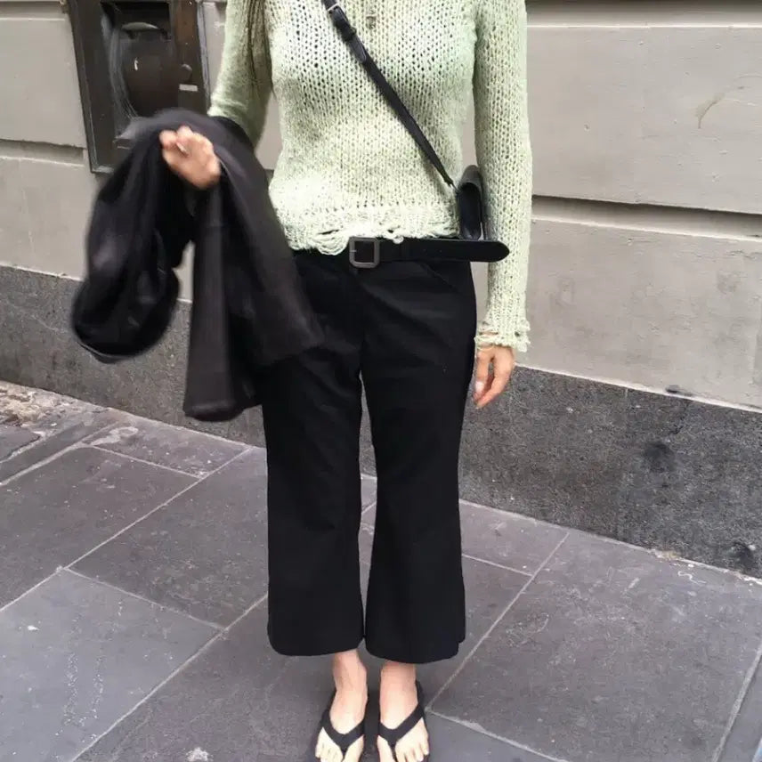 [BUNJANG] Breed Capri Bootcut Pants Black S / 브리드 카프리 부츠컷 팬츠 블랙 s
