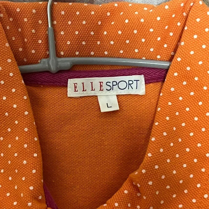 [BUNJANG] Vintage Orange Polka Dot Short Sleeve Polo T-Shirt / 빈티지 오렌지 도트 반팔 카라 티셔츠