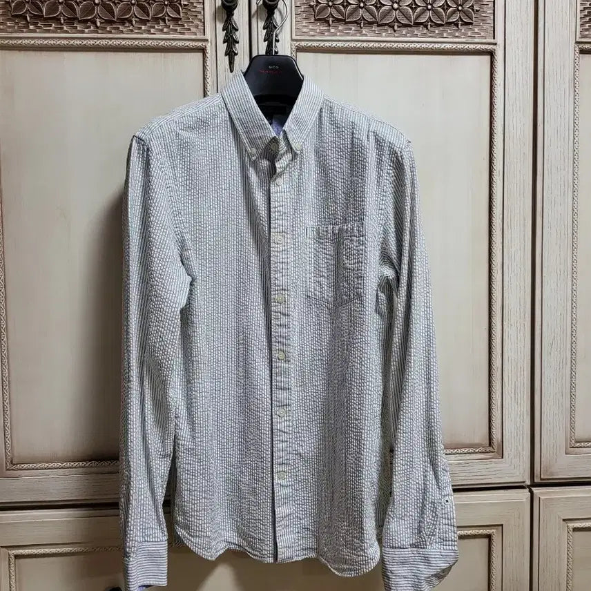 [BUNJANG] Banana Republic Seersucker Stripe Shirt L / 바나나리퍼블릭 시어서커 스트라이프 셔츠 남방 L 100~105