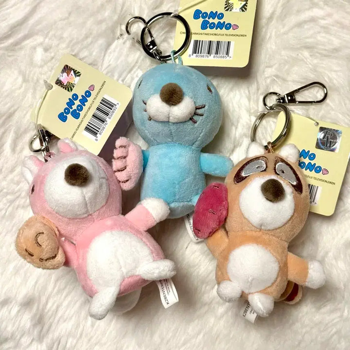[BUNJANG] Bonobono Character Plush Keyring Set / 새상품) 보노보노 인형 키링 3종 일괄