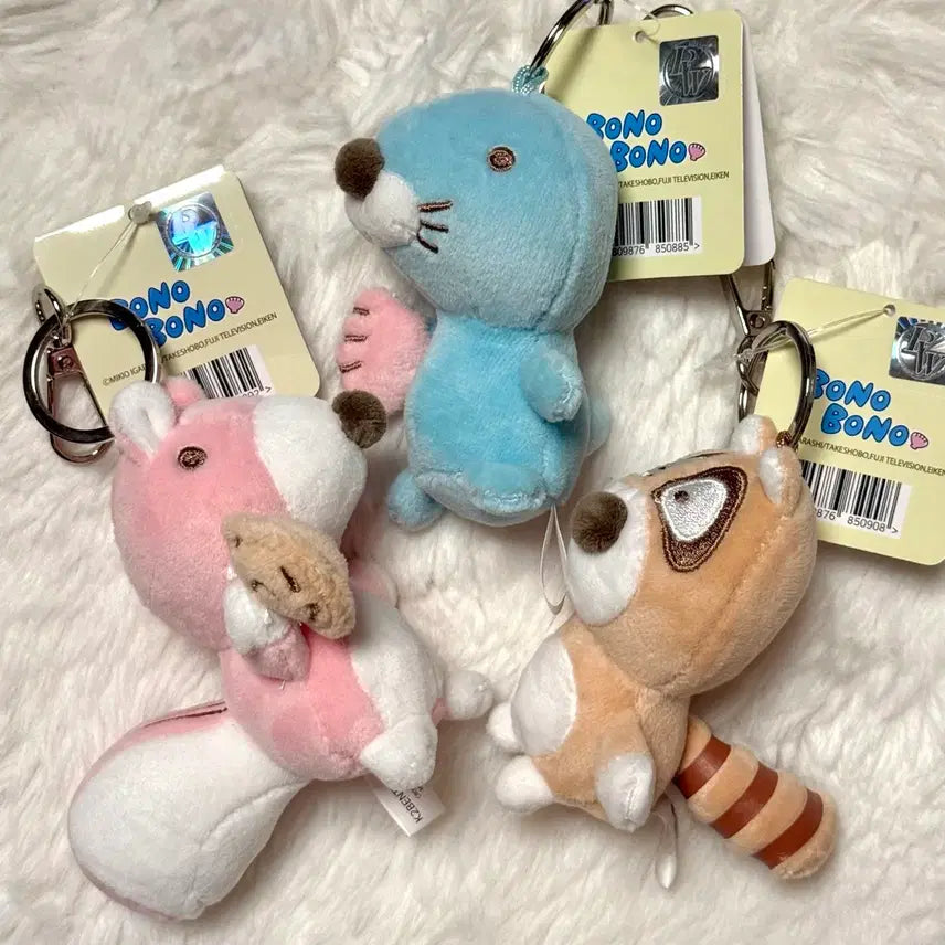 [BUNJANG] Bonobono Character Plush Keyring Set / 새상품) 보노보노 인형 키링 3종 일괄