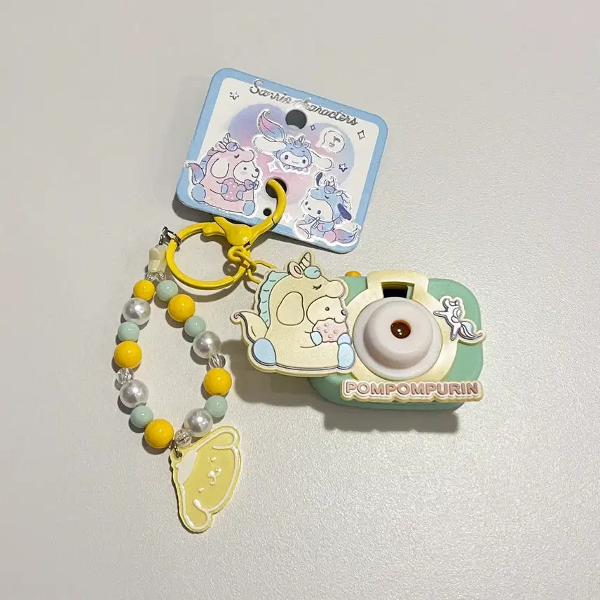[BUNJANG] Sanrio Pompompurin Unicorn Camera Bead Strap Keychain / 산리오 폼폼푸린 유니콘 카메라 비즈 스트랩 키링