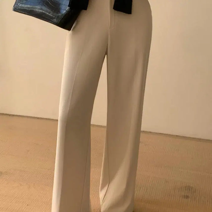 [BUNJANG] Benito Soft Cream Wide Slacks (Short L) / 베니토 와이드 슬랙스 소프트크림 숏 L