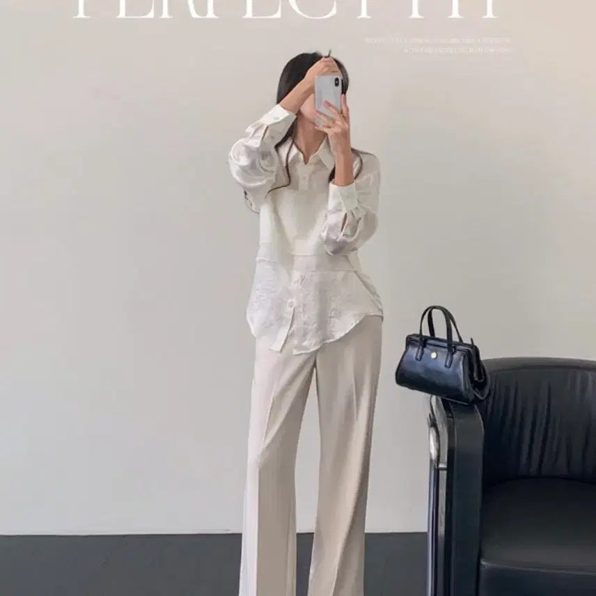 [BUNJANG] Benito Soft Cream Wide Slacks (Short L) / 베니토 와이드 슬랙스 소프트크림 숏 L