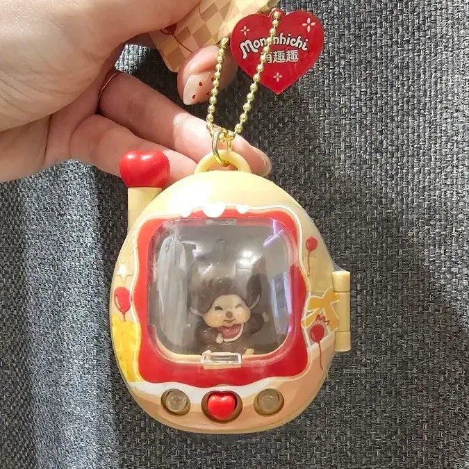 [BUNJANG] Monchhichi Tamagotchi Keychain Beige Red Version / 몬치치 다마고치 키링 베이지레드버전