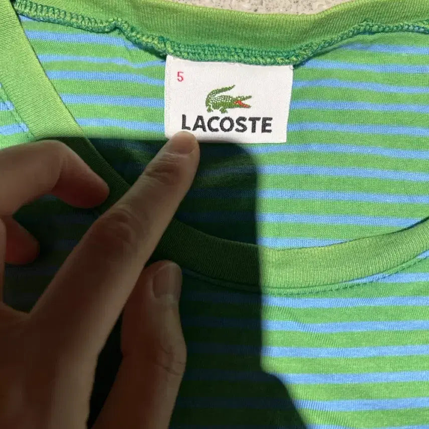 [BUNJANG] Lacoste Striped Short Sleeve T-Shirt Size 5 / 라코스테 스트라이프 반팔티 5사이즈